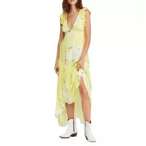 Free People She's A Waterfall High/Low Maxi Dress In Yellow Size 4
